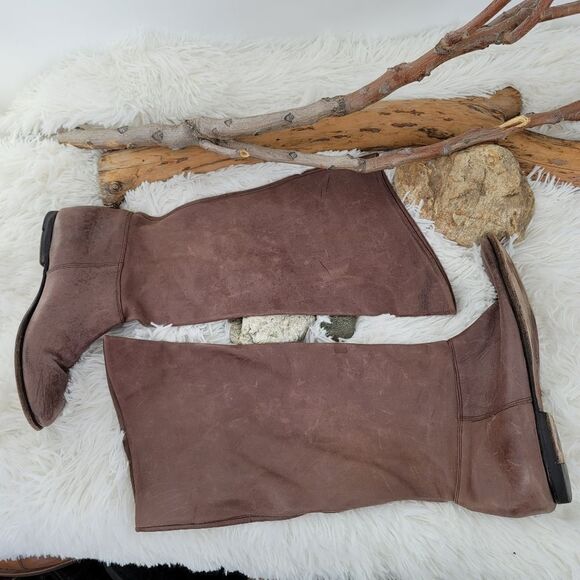 Brown tall leather 90s style boots - Picture 1 of 14